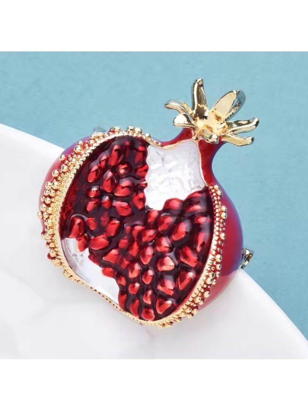 Red Pomegranate Gold Brooch